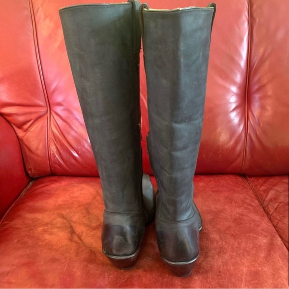 JOHN FLUEVOG Matt Black Square Toe Boots (Cowboy) - W11, M9 - Picture 4 of 15